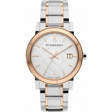 Burberry BU9006 Unisex Two Tone Check Stamped Watch