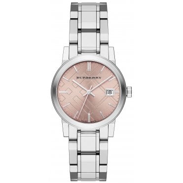 Burberry BU9124 Ladies Pink Check Stamped Watch
