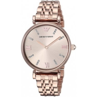 Emporio Armani AR11059 Ladies Rose Gold T-Bar Watch