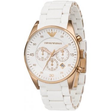 Emporio Armani AR5919 Mens White Tazio Watch