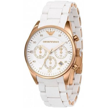 Emporio Armani AR5920 Ladies White Tazio Watch